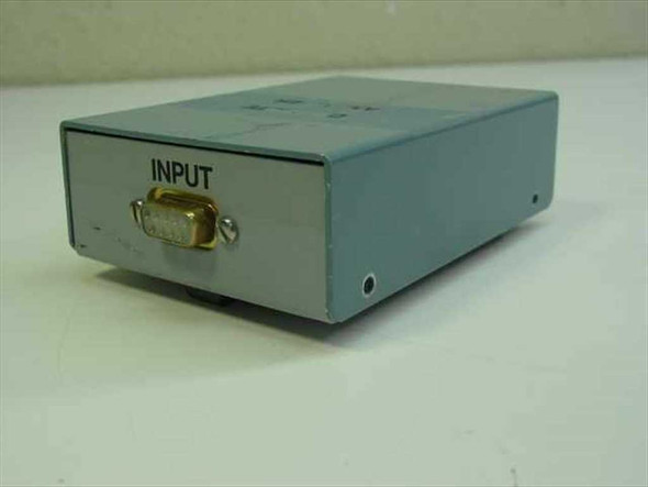 Steel interface box – right end panel showing DB9 female input connector labeled INPUT