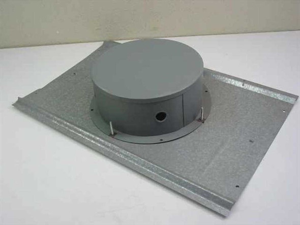 TOA PC-671RV ceiling speaker – rear view showing circular driver enclosure and galvanized tile mounting bracket
