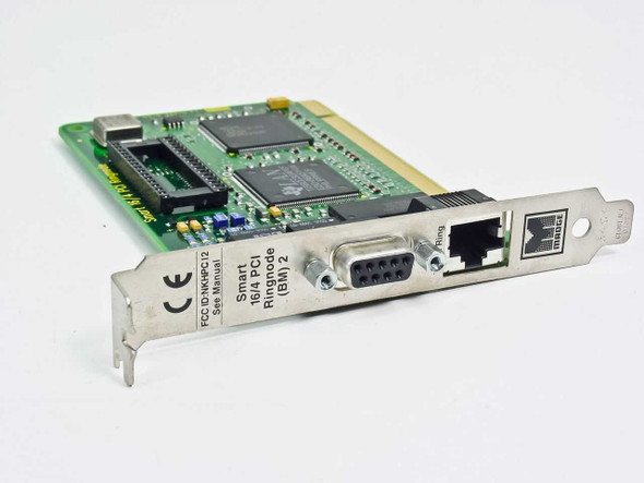 Madge Smart 16/4 PCI Ringnode 151-100-04 Token Ring card — front bracket view showing DB9 and RJ45 ports with Madge logo