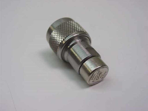 OSM RF load termination 3001 6100-00 — rear/bottom view showing cylindrical termination cap end of the component
