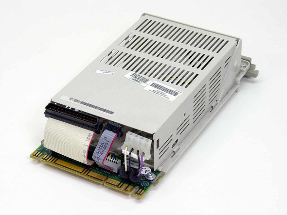 Compaq 199656-001 SCSI drive caddy — side/rear view showing 68-pin SCSI connector, ribbon cables, and PCB interposer board