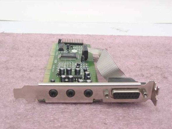 Asound AS004 16-Bit ISA Sound Card front bracket view showing three 3.5mm audio jacks and DB-15 game port