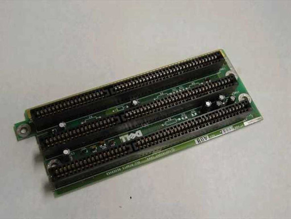 Dell 38882 ISA Riser Card front view showing three 16-bit ISA expansion slot connectors and Dell logo on green PCB