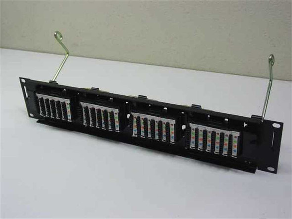 Lucent 110 patch panel front view showing color-coded 4-pair punch-down wiring blocks across full width