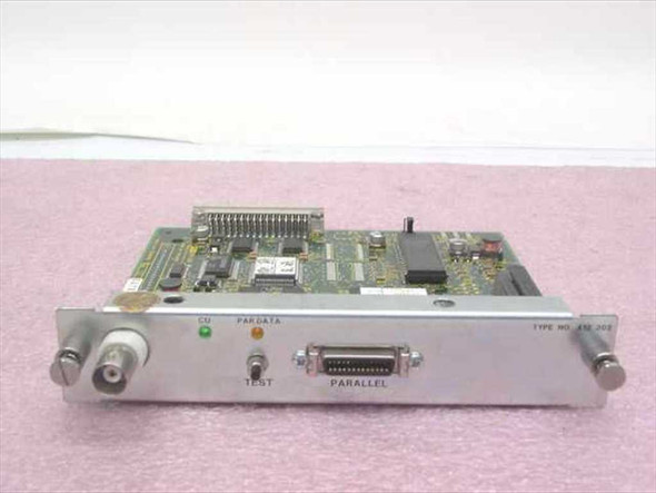i-data X12 202 print server module card front panel showing BNC connector, Centronics parallel port, PAR DATA LED, TEST button, and Type No. X12 202 label