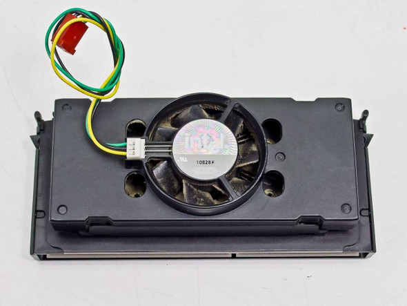 Intel Pentium II SL2WZ — underside view showing integrated cooling fan with green/yellow/red connector wires