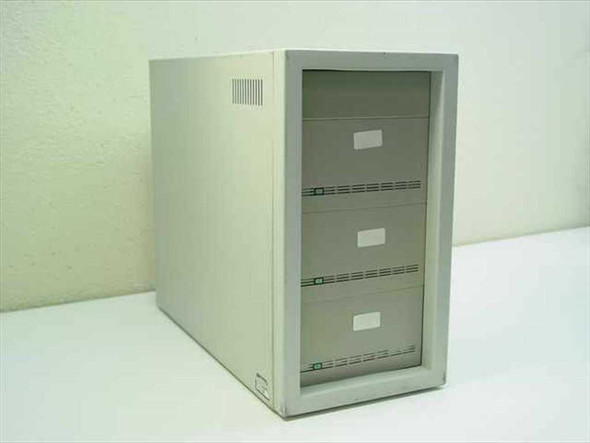 JMR Electronics CD70-001 external SCSI hard drive enclosure — front view showing three drive bays with white bezels