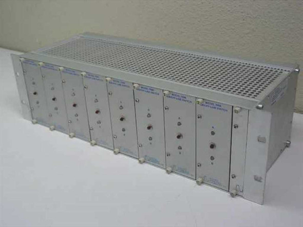 Electro Standards Laboratory 9030 rack front-right angle view showing 8 Model 7006 switch modules installed