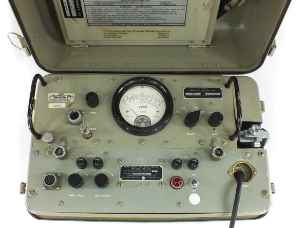 Sperry Microwave AN/UPM-12A X-band radar VSWR test set – front panel open showing VSWR meter, controls, and connectors