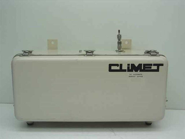 Climet CI-221 liquid particle counter — front view showing white enclosure with Climet logo and latching lid