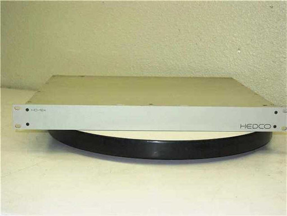 Hedco HD-16X Audio Router front panel view, 1U rackmount chassis with HEDCO branding