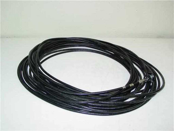 Mitsubishi STU600F Diaguide 80ft fiber optic cable coiled on white background showing full cable length and braided jacket