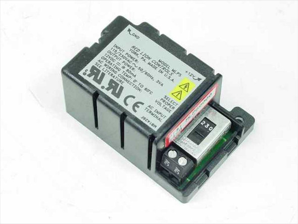 Red Lion Controls MLPS AC input power supply — top label showing model, input/output specs, UL and CE marks