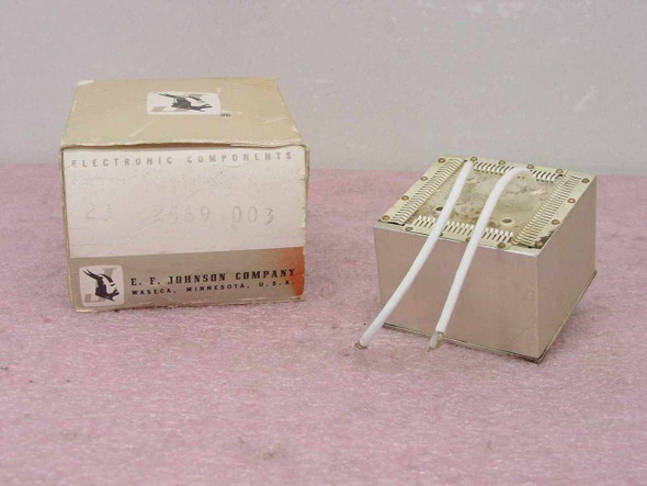EF Johnson 23-2569-003 duplex filter beside its original white cardboard box