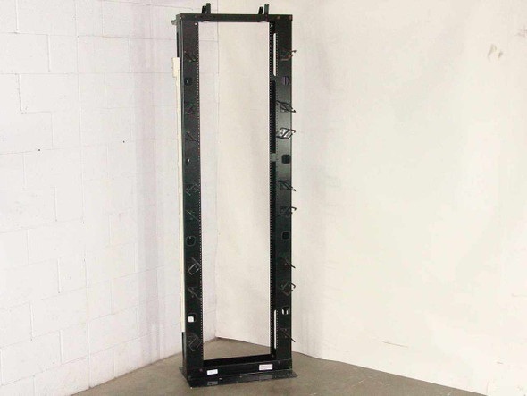 Precision Fabrication Technologies PFT 19 inch open frame 2-post server rack stand – full front view showing rail columns and base