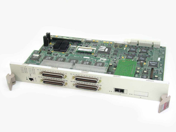 Cabletron 6H123-50 Smart Switch 6000 Ethernet Module – front panel angle showing four DB50 Z200 connectors, FE-100FX fiber port, and RJ-45 COM port