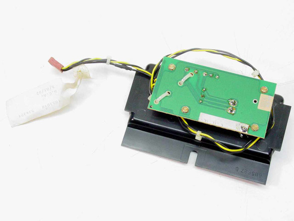 IBM 1053018 Twinax Adapter — rear view showing green PCB circuit board, solder points, and multi-wire harness with red and white connectors