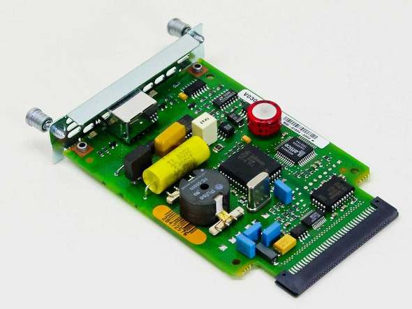 Cisco WIC-1B-U ISDN BRI U WAN Interface Card – reverse PCB view showing power components, transformer, and edge connector