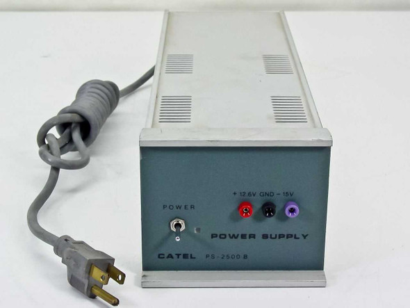 Catel PS-2500B Power Supply – front panel showing POWER toggle switch and three banana jack outputs labeled +12.6V, GND, and -15V