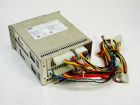 PBT PMA-30061-P48 redundant ATX switching power supply – left-side view showing both plug-in modules and full output cable harness