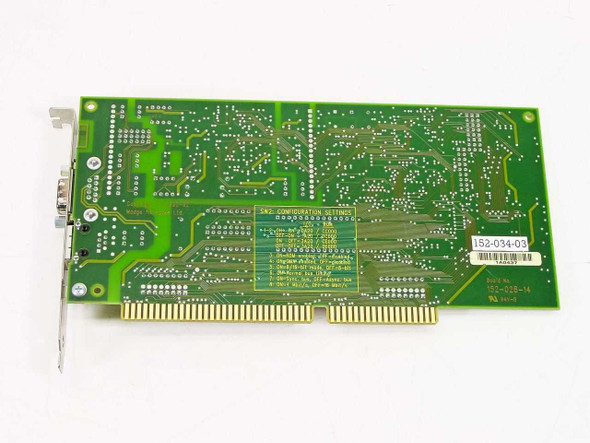 Madge Smart 16/4 AT Ringnode 152-034-03 — PCB reverse side showing configuration settings label and part number sticker