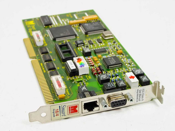 Madge Smart 16/4 AT Ringnode 152-034-03 ISA Token Ring card — front component side with RJ-45 and DB-9 bracket ports visible