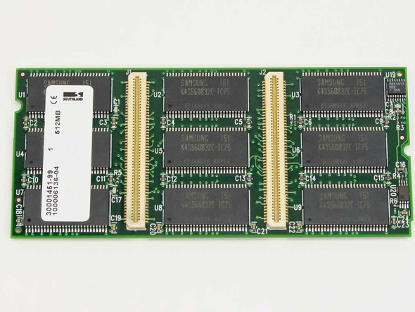 Southland SMS 13C-BG1 512MB RAM module front side showing Samsung memory chips and part number label 30001451-99