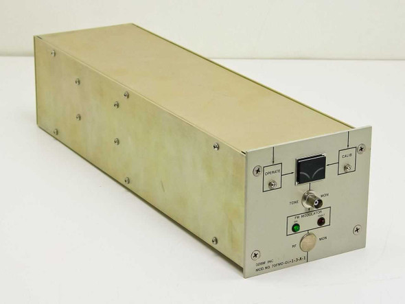 3DBM Inc 70FMO-DL-1-3-A-1 FM Modulator Module – front panel and right-side three-quarter view showing gold-anodized enclosure