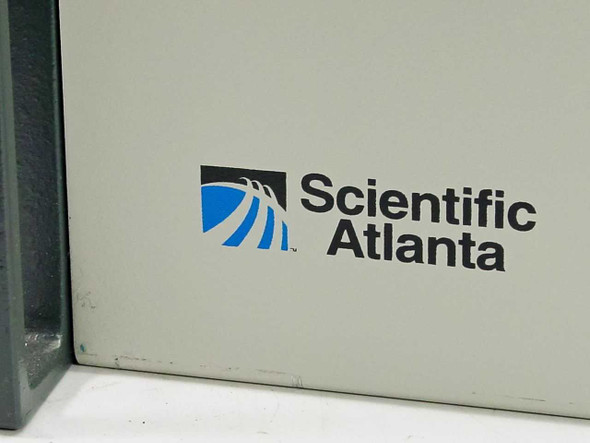 Scientific Atlanta logo close-up on D-9110 PowerVu encoder chassis