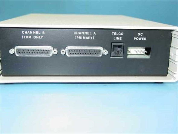 Data Race Rally 30-1002 Modem – rear panel showing Channel B (TDM Only) DB25, Channel A (Primary) DB25, TELCO Line jack, and DC Power connector