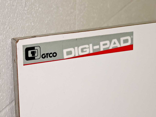 GTCO Digi-Pad 3648 L – close-up of top-left corner showing GTCO Digi-Pad logo label with red and gray branding