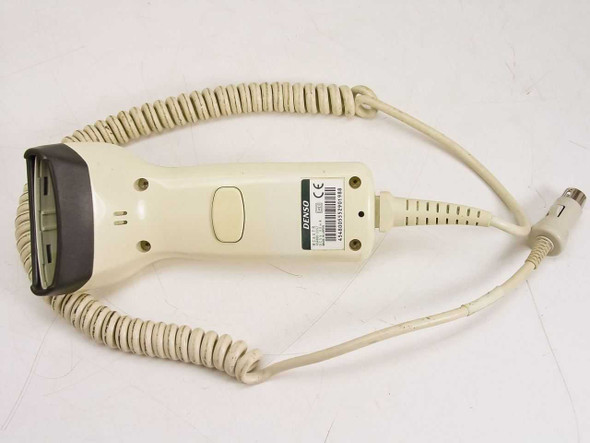 Denso HC66TR barcode scanner – side view showing scan window, trigger button, and DENSO label