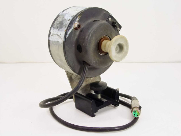 Torque Systems MH-5010-005A Snapper Servo Motor front view showing output shaft with plastic coupling and 3-pin Switchcraft female connector cable