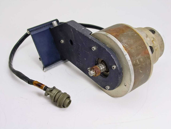 Torque Systems Snapper servo motor 27167-1 rear view showing output shaft, rail mounting bracket, and 5-pin MS circular military connector with cable