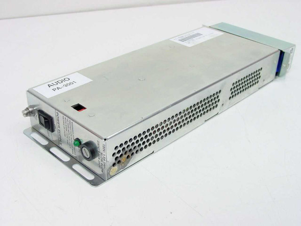 Philips BTS PA-3001A Audio Power Supply module – front-left angled view showing AUDIO PA-3001 label, green LED indicator, and vented top panel