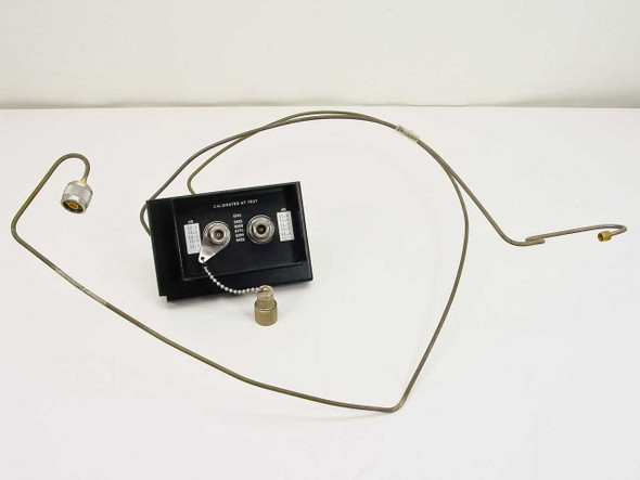 RF Tubing Calibrated Input Module 01000281-C – full assembly view showing black chassis with semi-rigid coaxial tubing, N-type connector end, and SMA end