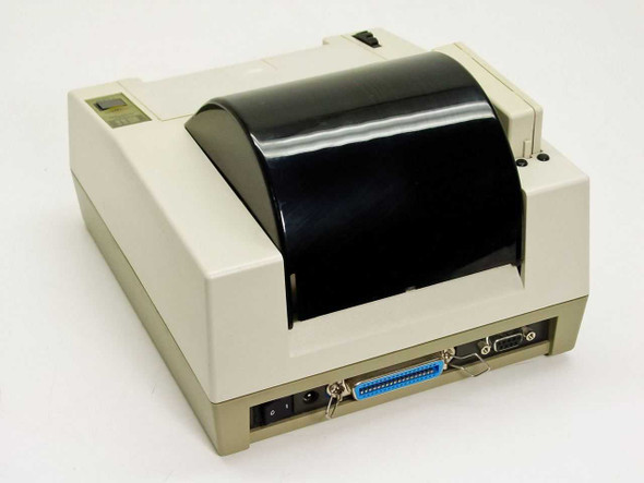 Eltron LP2142PSAT label printer – rear view showing parallel DB25 port, 9-pin serial DB9 port, and power connector