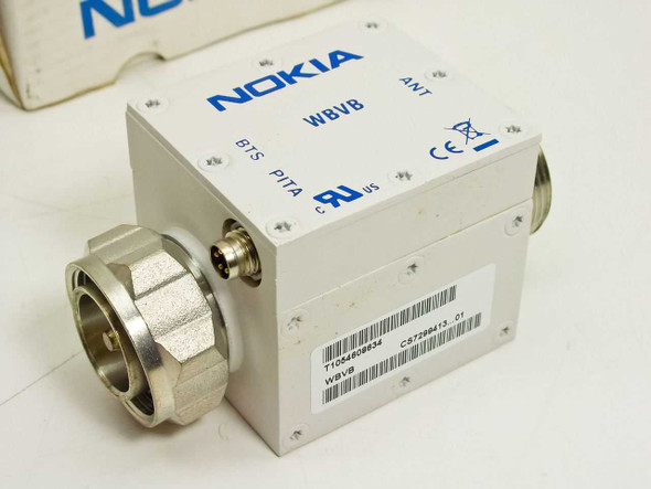 Nokia WBVB module top and side view showing BTS, PITA, ANT labels, UL and CE markings, and label with part number CS7299413_01