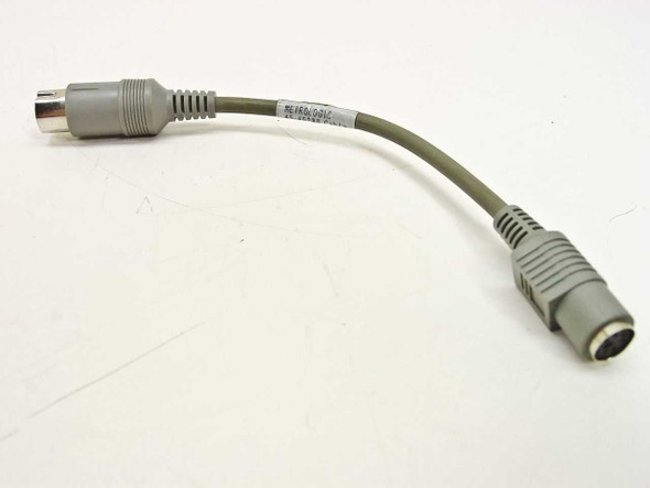 Metrologic 45-45988 barcode reader cable — full cable view showing 5-pin AT male and 6-pin PS/2 female connectors