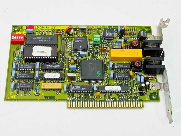 Northern Telecom NT5B6002 ISA 8-bit modem card front view showing PCB components, chips, and ISA edge connector