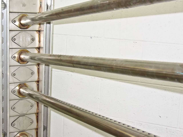 Close-up of Nortec 1502089 USD manifold distribution tubes showing Rath Microweld orbital weld fittings and TP304 stainless steel construction
