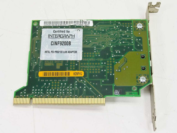 Intel CINF9200B PRO/100 PCI LAN Adapter — rear label view showing Intergraph certification and model number