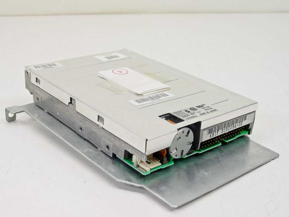 Compaq 141350-001 floppy disk drive – bottom and rear angled view showing 34-pin FDD ribbon connector and PCB