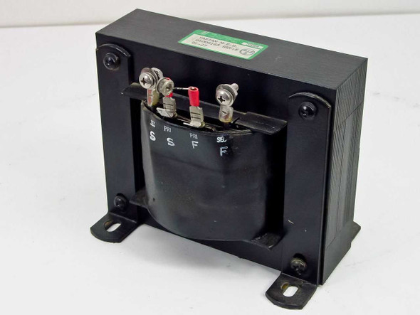 Quality Transformer QTE 5564 Klystron Transformer front-left view showing chassis mount frame, label, and terminal block with SEC PRI PRI SEC winding taps