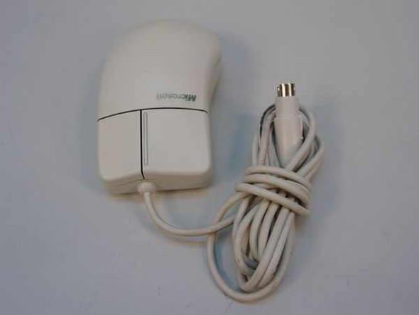 Microsoft 93633 PS/2 two-button mouse – top view showing two-button layout and Microsoft branding