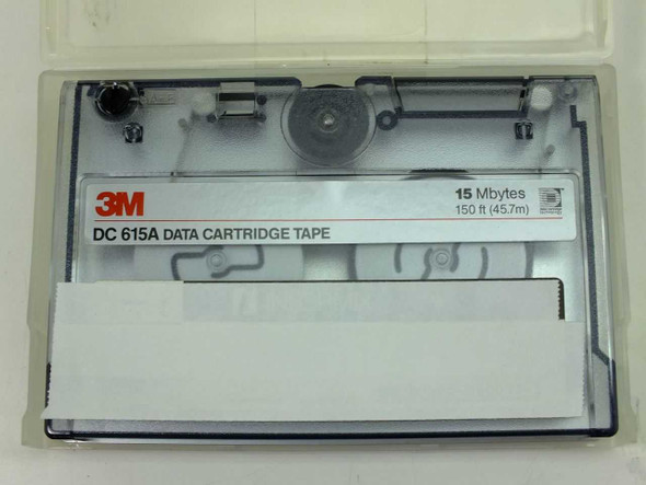 3M DC615A 15MB SLR Data Cartridge Tape – closer front label view showing tape reel and DC615A label detail