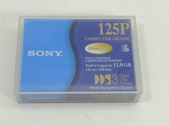 Sony DGD125P DDS-3 4mm 12GB data cartridge in original clear plastic case, front label showing Premium Computer Grade branding
