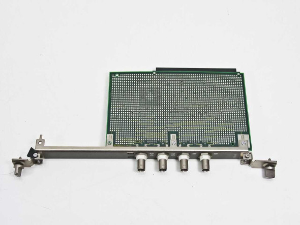 Burndy 9150 controller card rear PCB view showing green board and four BNC connectors on bracket