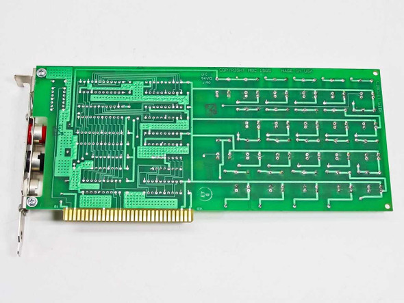 Keithley PCIP-RES PC7672 ISA card solder side view showing full PCB trace layout and ISA edge connector