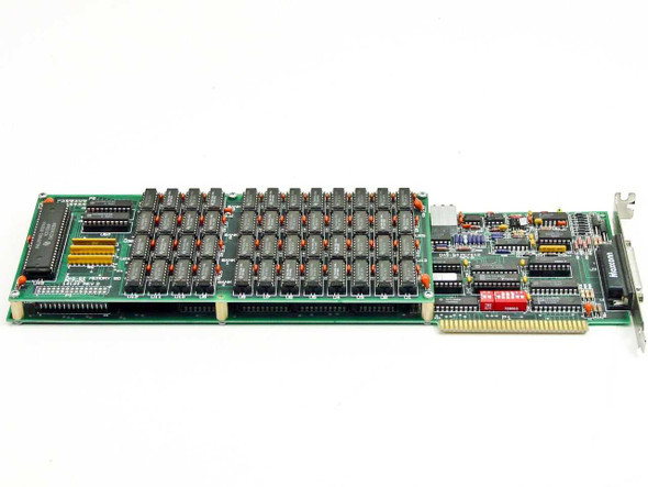 Keithley Metrabyte DAS-50/4 analog-to-digital interface board top view showing full ISA card with array of ICs and DIP packages